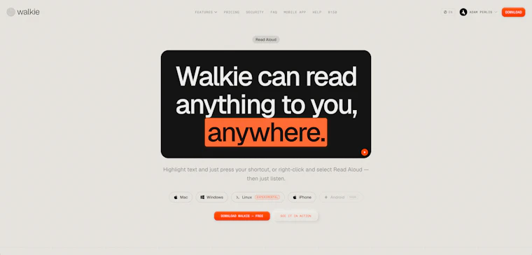 Walkie - 语音输入·会议转录·文字朗读，一站式本地应用 产品图片 6