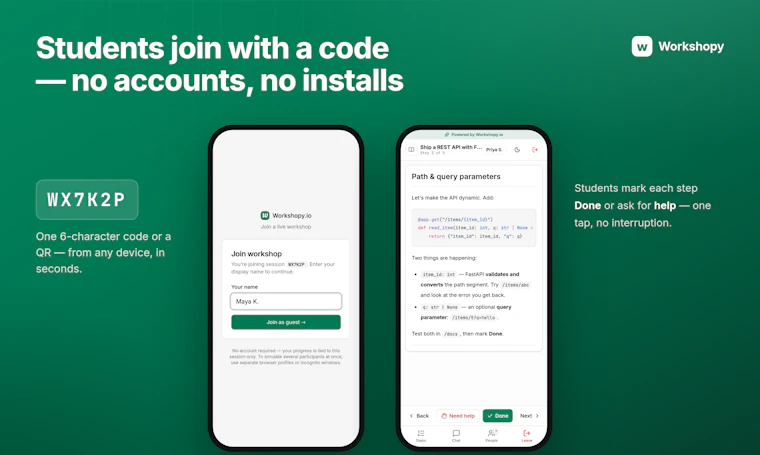Workshopy.io - 将 Markdown 文件转化为实时可追踪的互动工作坊 产品图片 5