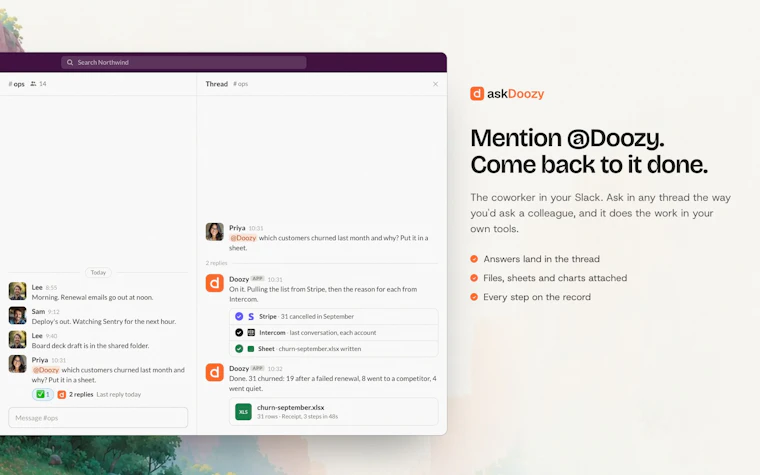 AskDoozy - Slack 里的 AI 协作者，专注处理你的核心业务 产品图片 2