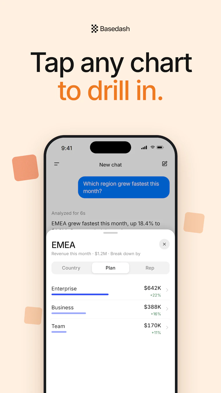 Basedash Mobile - 在主屏幕直接语音问数，随时随地掌控数据。 产品图片 2