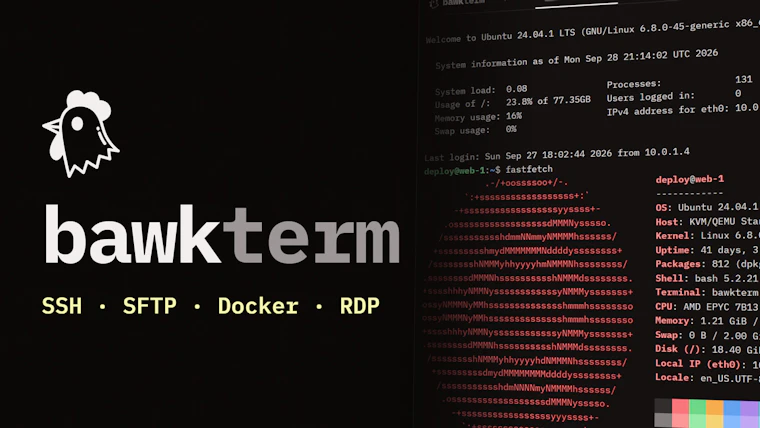 bawkterm: an open-source SSH/sFTP client - 支持 SSH、SFTP 及 SSH 隧道 Docker 操作的桌面客户端 产品图片 3