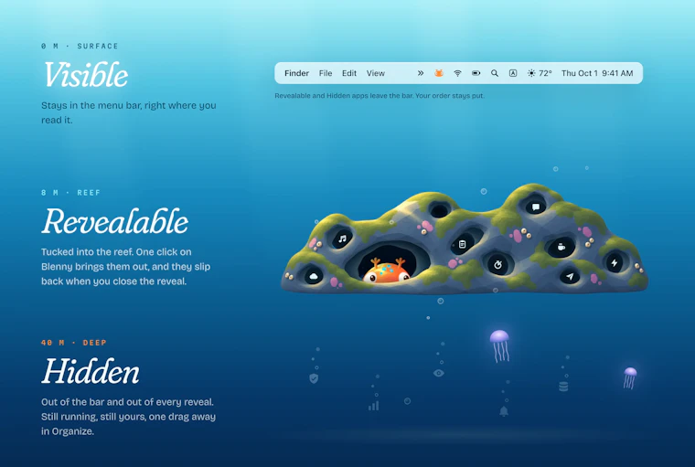 Blenny - 无需移动鼠标指针，即可整理 macOS 27 菜单栏 产品图片 2