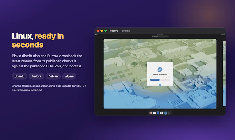 Burrow MacOS - 在 Mac 上免费体验 Windows 与 Linux 产品图片 3