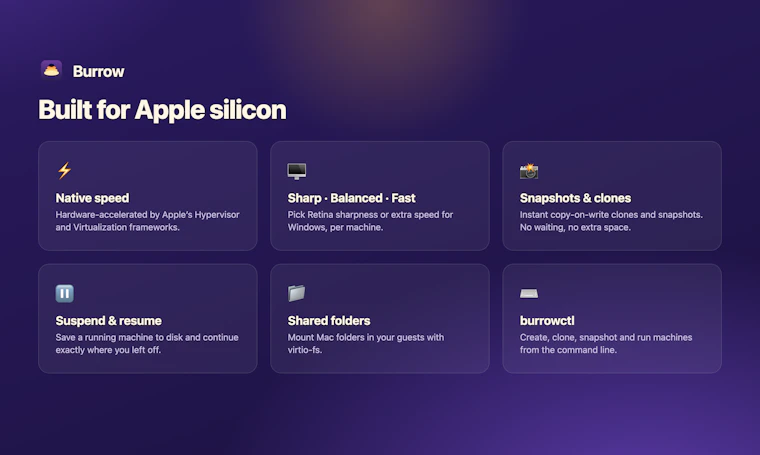 Burrow MacOS - 在 Mac 上免费体验 Windows 与 Linux 产品图片 5