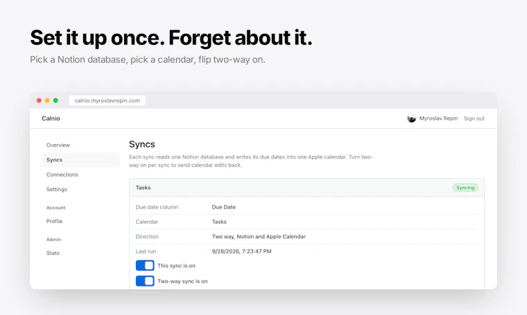 Calnio - Notion 与 Apple Calendar 双向同步 产品图片 4