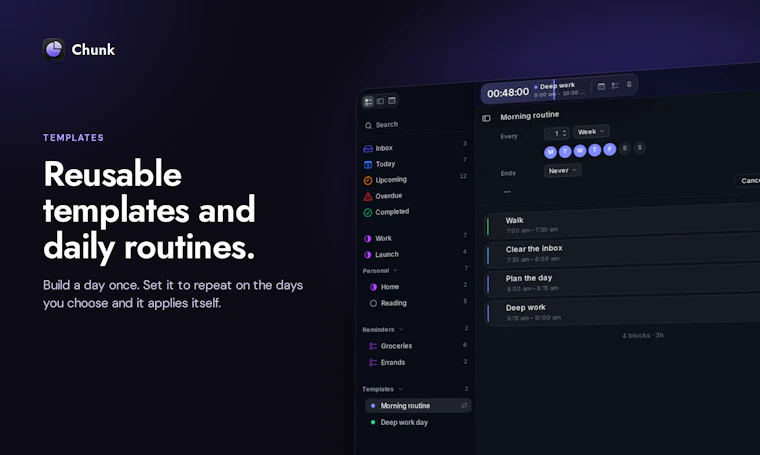 Chunk - 专为 macOS 打造的时间区块管理应用 产品图片 4