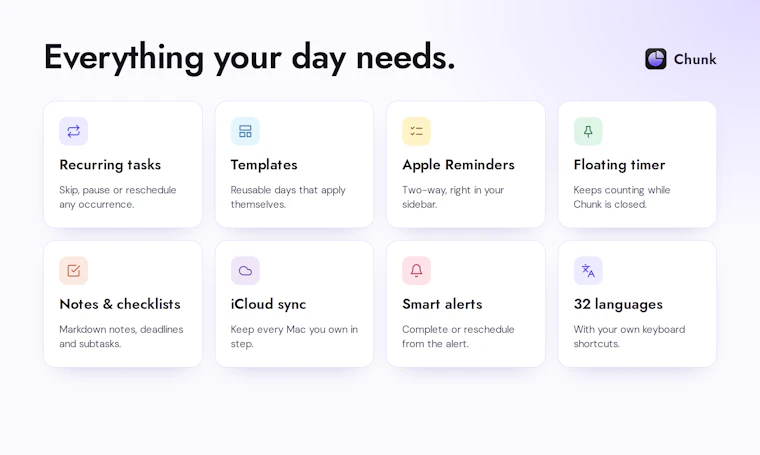 Chunk - 专为 macOS 打造的时间区块管理应用 产品图片 6
