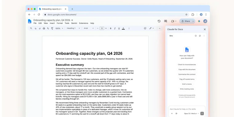 Claude for Google Workspace - 将 Claude 直接引入 Google Docs、Sheets 与 Slides 产品图片 3