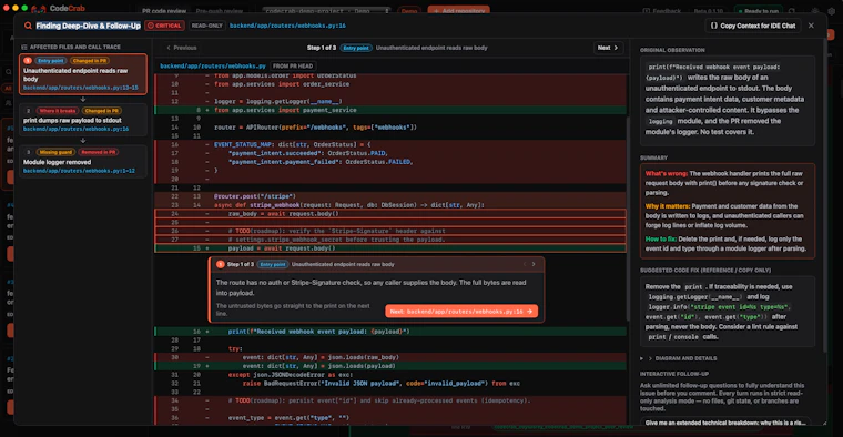 CodeCrab - 深度分析与多工具集成的AI代码审查 产品图片 3