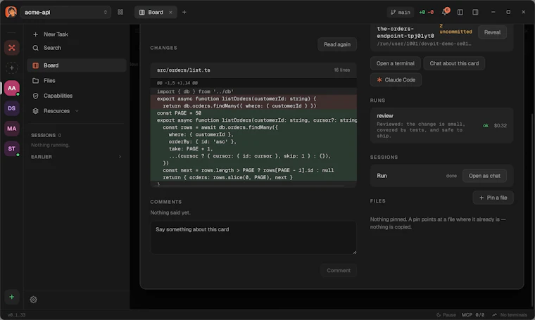 devpit - 专为 Claude Code 代理打造的原生控制中心 产品图片 4