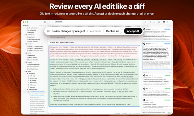 DotMD - 像审查代码拉取请求一样，审阅你的 AI 智能体生成的 Markdown 规范 产品图片 4