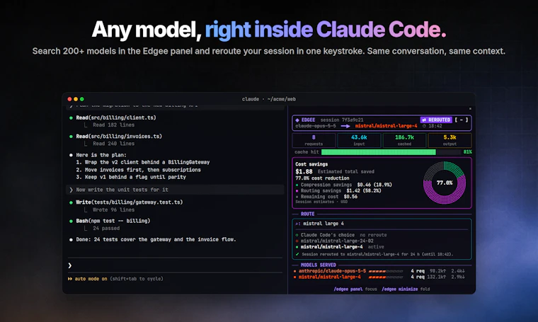 Edgee Mod for Claude Code - 在 Claude Code 内自由切换任意模型，保留原有 Claude 订阅权益 产品图片 2