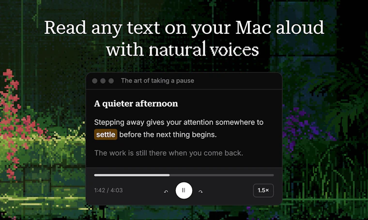 Epilude Narrator - 在 Mac 上畅听各类文章、文档与文本 产品图片 2