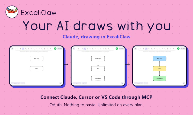 ExcaliClaw - 让AI与你并肩手绘的协作画布 产品图片 4