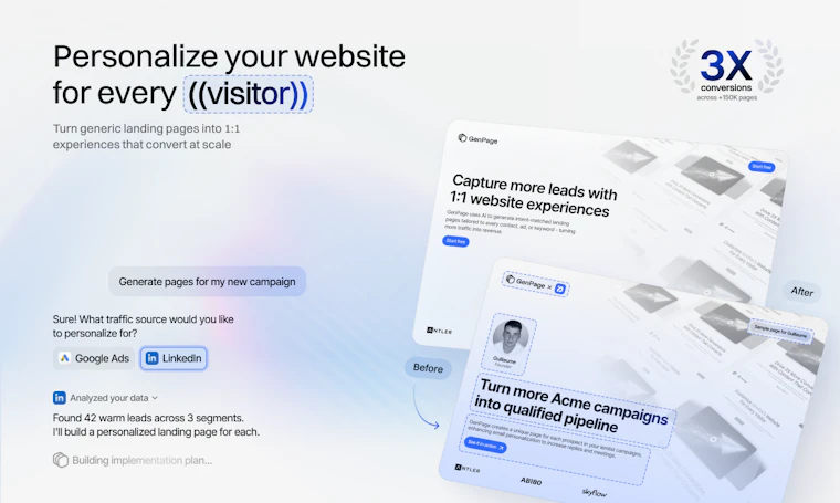 GenPage 3.0 - 借助AI构建、个性化定制并优化落地页 产品图片 2