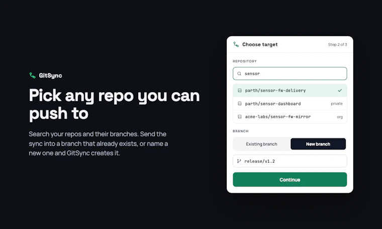 GitSync - 直接在 Chrome 中同步 GitHub 仓库分支 产品图片 2