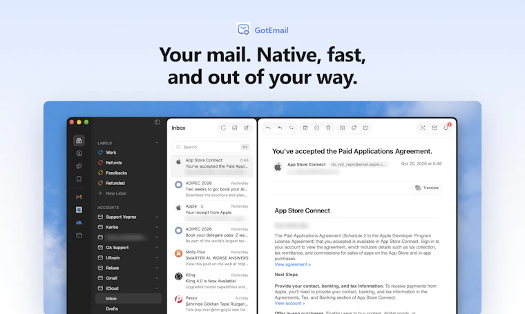 GotEmail - 专为全邮箱账户打造的高速原生 Mac 邮件应用 产品图片 2