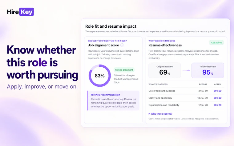 HireKey - 资深招聘视角加持的AI技术求职副驾驶 产品图片 2