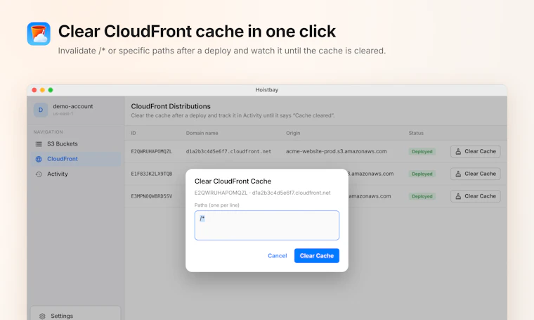 Hoistbay - 面向 Amazon S3 与 CloudFront 的开源桌面客户端 产品图片 4