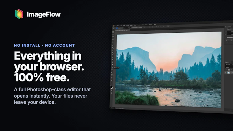 ImageFlow - 免费且具备专业级Photoshop功能的AI图像处理编辑器 产品图片 7
