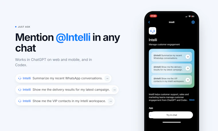 Intelli for ChatGPT & Claude - 在 ChatGPT 或 Claude 中直接管理 WhatsApp、Instagram 及网页聊天 产品图片 3