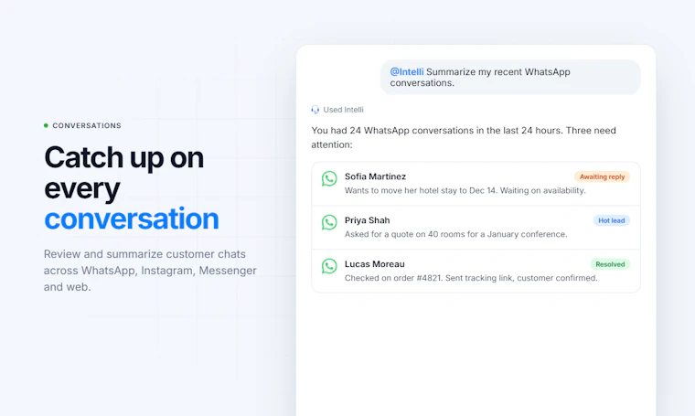 Intelli for ChatGPT & Claude - 在 ChatGPT 或 Claude 中直接管理 WhatsApp、Instagram 及网页聊天 产品图片 4