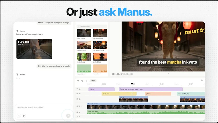 Introducing Video Editor in Manus 2.0 - 人人皆可轻松制作值得分享的高质视频 产品图片 3