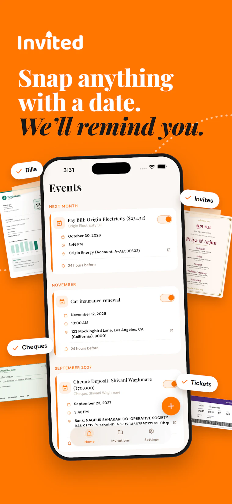 Invited - AI Reminder Scanner - 专为账单、邀请函及文档打造的 AI 提醒扫描工具 产品图片 1