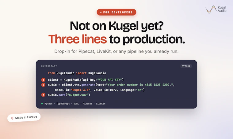 Kugel 3.5 - 碾压市面上其他模型的文本转语音引擎 产品图片 3