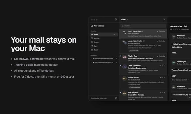 Mailwell - 专为 Mac 打造的原生邮件客户端，完美支持 IMAP、JMAP 与 Microsoft 365 产品图片 4