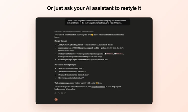 N8N Chat UI - 专为 n8n 打造的精美无代码品牌化 AI 聊天组件 产品图片 8