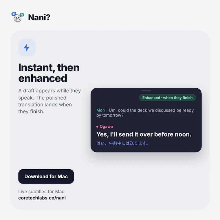 NANI??? - 你的隐形翻译官，连老板都毫无察觉。 产品图片 1