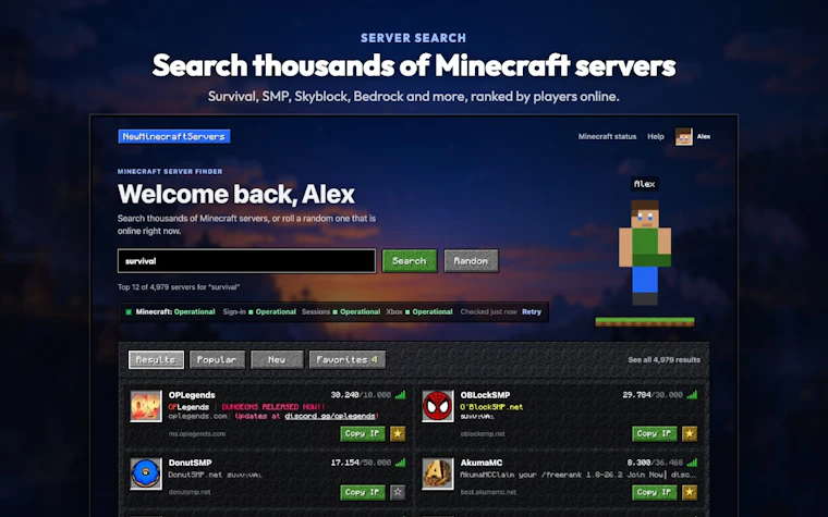 NewMinecraftServers - 我的世界服务器发现、数据分析与防作弊检测。 产品图片 3