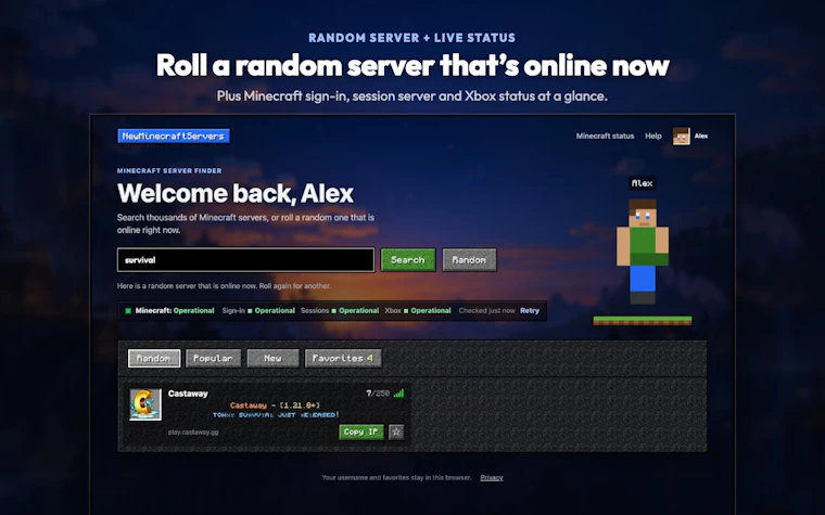 NewMinecraftServers - 我的世界服务器发现、数据分析与防作弊检测。 产品图片 5