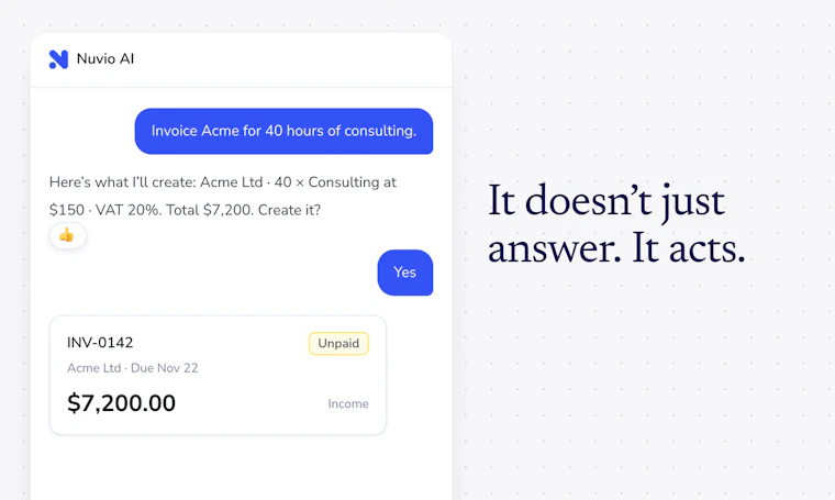 Nuvio 5.0 - 将财务管理交由AI代理全权处理 产品图片 2