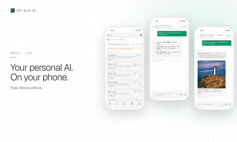 Off Grid AI - 手机与电脑上的隐私级AI。 产品图片 5