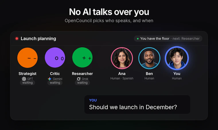OpenCouncil - 团队与AI同席辩论的语音空间 产品图片 4