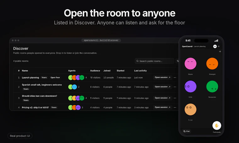OpenCouncil - 团队与AI同席辩论的语音空间 产品图片 8