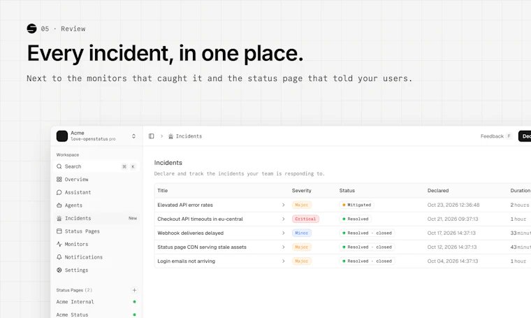 Openstatus Incident Management - 面向小团队的轻量级事件管理 产品图片 6