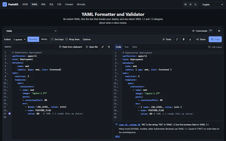 PasteKit - 私密格式化 JSON、YAML 与 SQL 产品图片 4