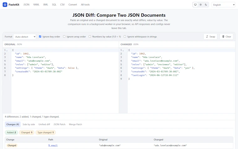 PasteKit - 私密格式化 JSON、YAML 与 SQL 产品图片 5