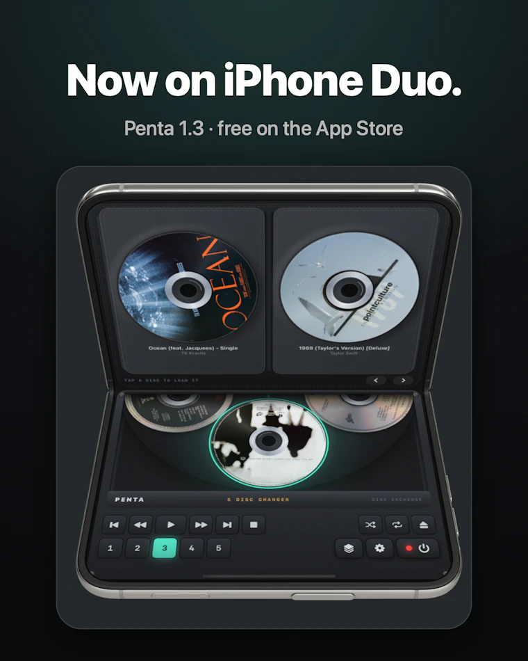 Penta - 搭载于 iPhone Duo 的复古九十年代五碟CD换片机 产品图片 1