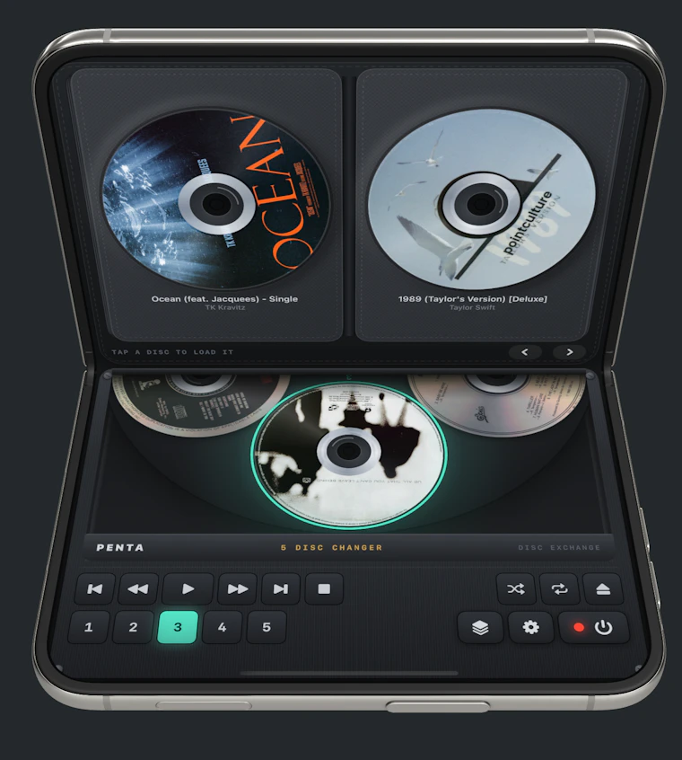 Penta - 搭载于 iPhone Duo 的复古九十年代五碟CD换片机 产品图片 5