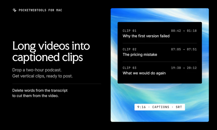 PocketWebTools for Mac - 一款集本地AI对话、语音转录与视频处理于一体的Mac应用 产品图片 4