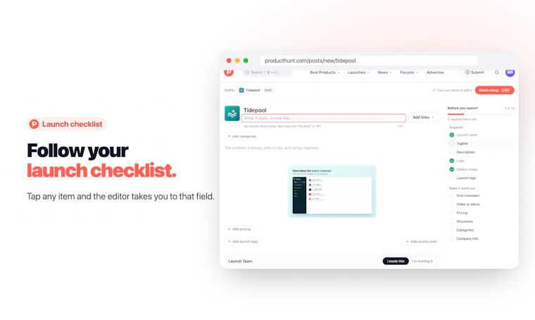 Product Hunt Visual Launch Editor - 边构建，边预览你的发布页面 产品图片 3