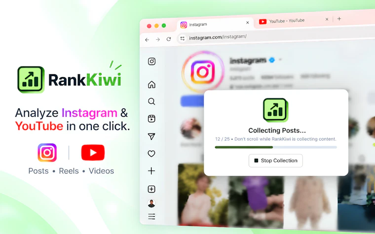 Rank Kiwi - 轻松挖掘 Instagram 与 YouTube 爆款内容 产品图片 2