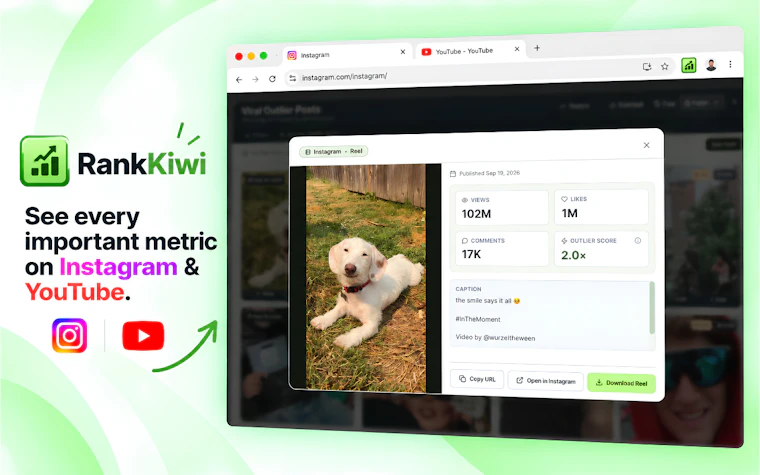 Rank Kiwi - 轻松挖掘 Instagram 与 YouTube 爆款内容 产品图片 5