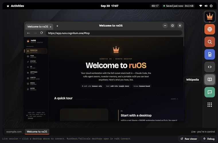 ruOS - 让AI智能体为你高效执行的云端桌面 产品图片 2
