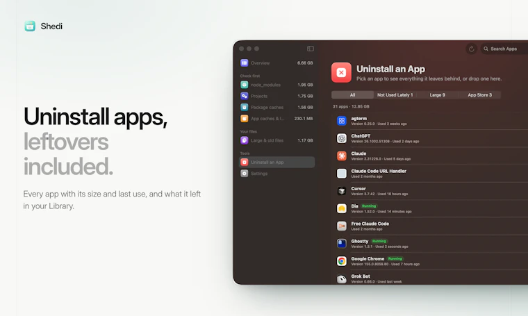 Shedi - 夺回被 Xcode、Docker 和 node_modules 吞噬的磁盘空间 产品图片 7