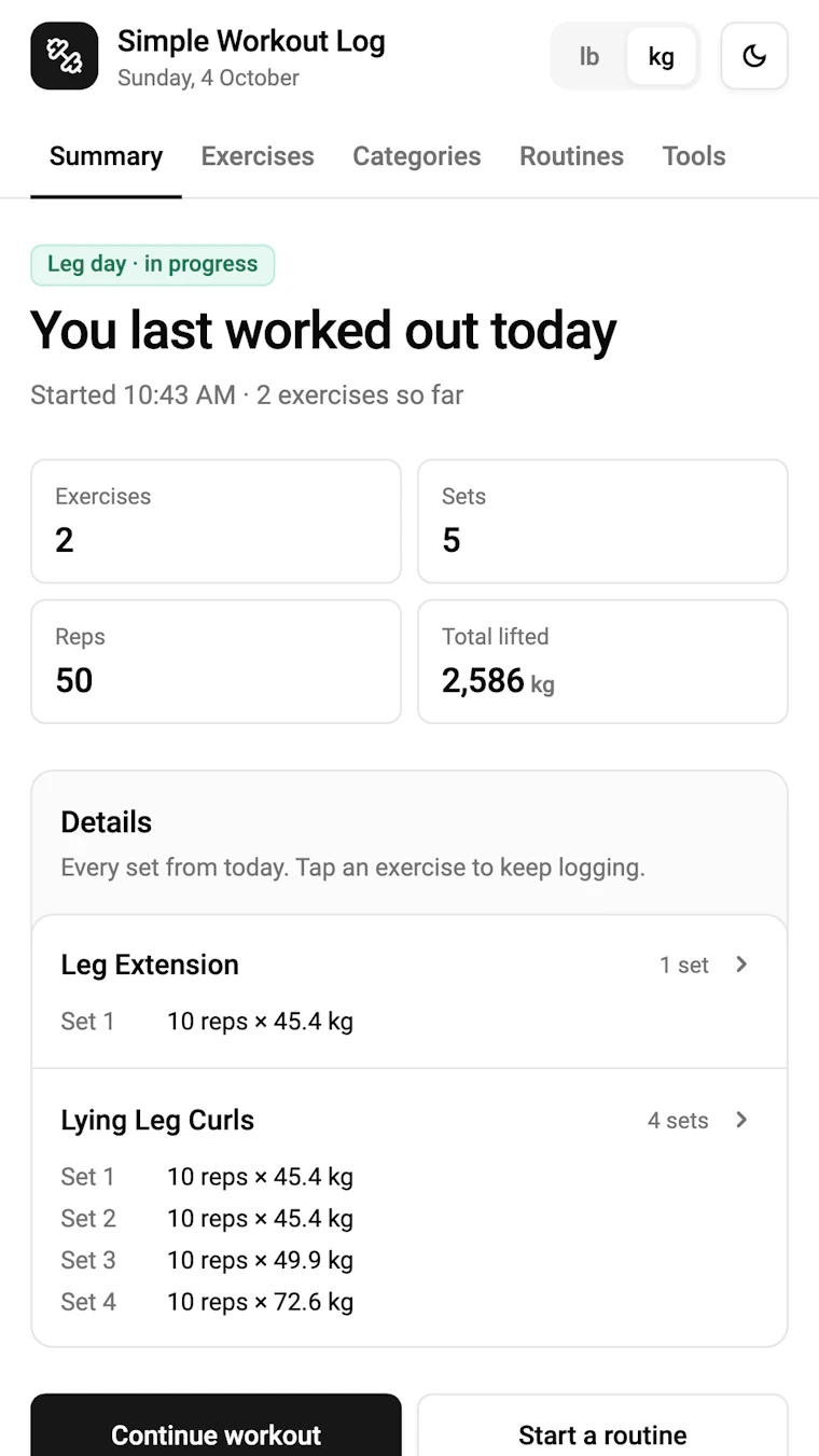 Simple Workout Log - 市面上最出色的极简健身追踪器 产品图片 5